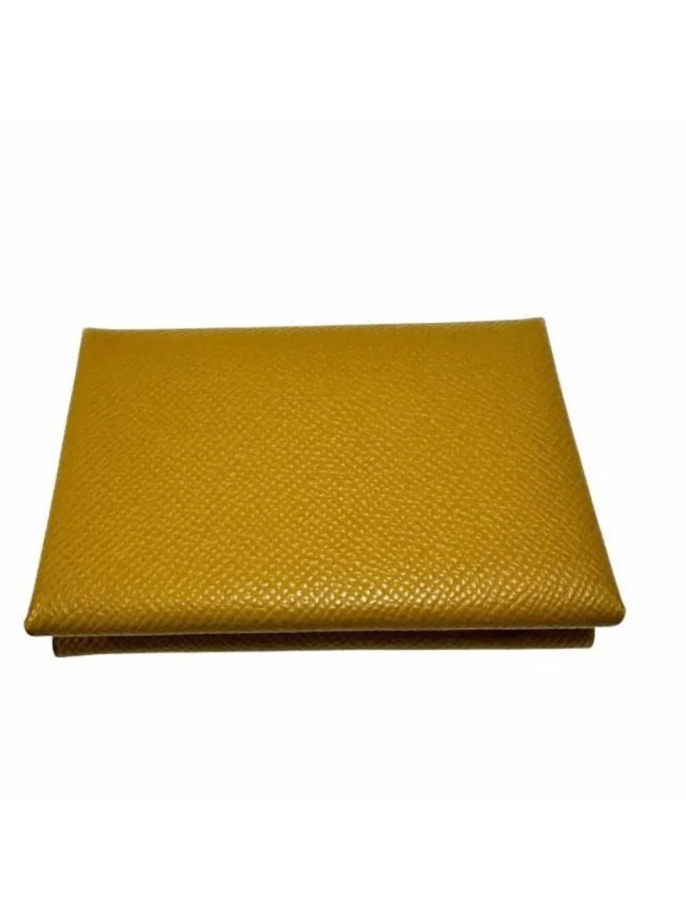 Hermes Epsom Calvi Duo Leather Coin Case Card Compact Wallet Caramel